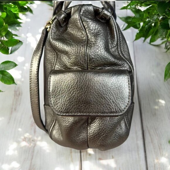 B. Makowsky Pebbled Leather Bronze Shoulder Bag - Picture 4 of 14